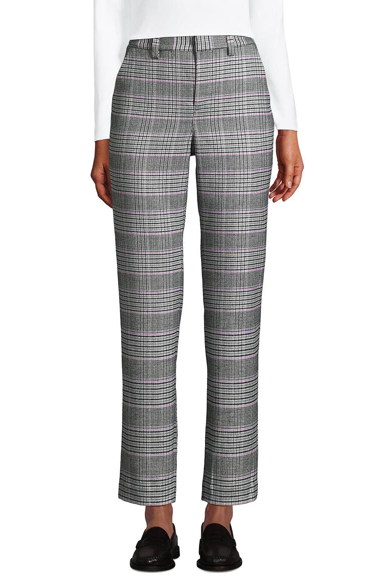 High Rise Brushed Flannel Tapered Ankle Pants, Main, color, Pink Amethyst Glen Plaid