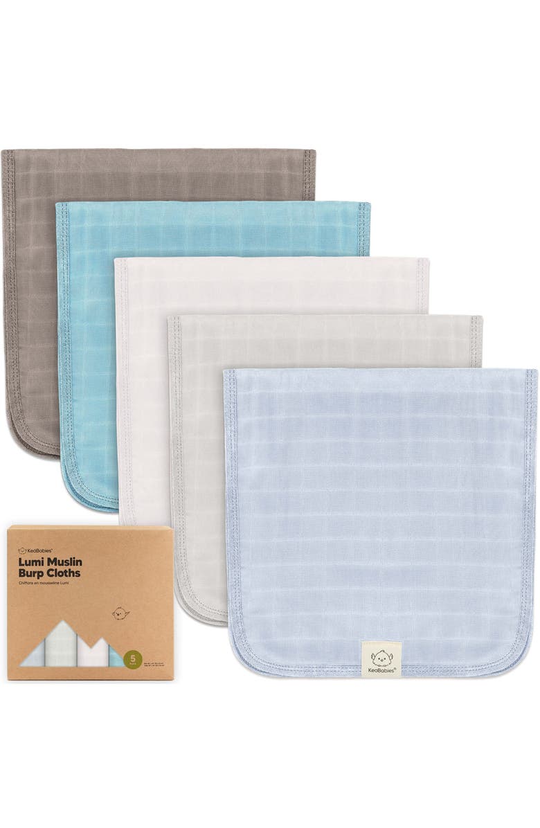 KeaBabies 5-Pack Lumi Muslin Burp Cloths, Main, color, Nimbus