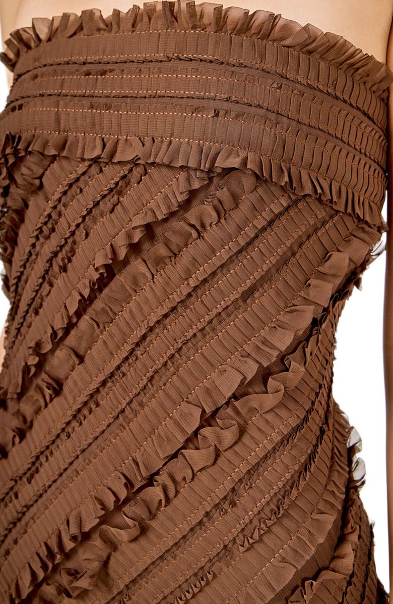 Endless Rose Ruffle Strapless Maxi Dress, Alternate, color, Chocolate
