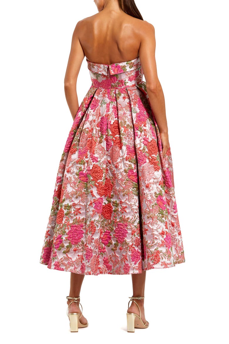 Floral Brocade A Line Midi Dress, Alternate, color, Pink Multi