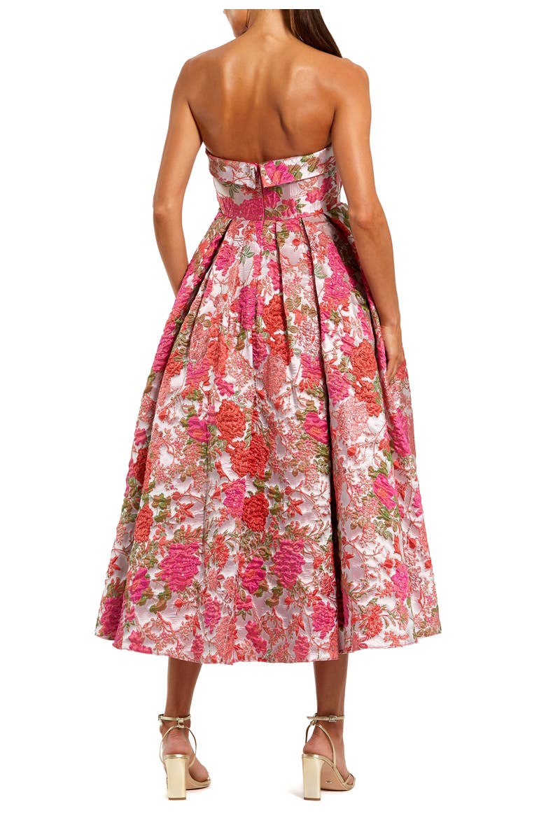 Mac Duggal Floral Brocade A Line Midi Dress, Alternate, color, Pink Multi