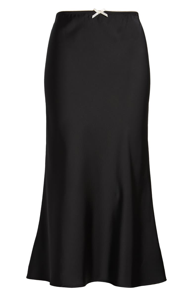 All in Favor Bias Cut Satin Midi Skirt, Alternate, color, Black