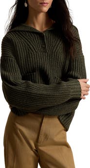Polo Ralph Lauren Chunky Half Placket Wool & Cotton Blend Sweater