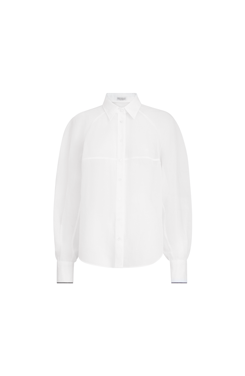 Brunello Cucinelli Striped organza shirt, Main, color, White