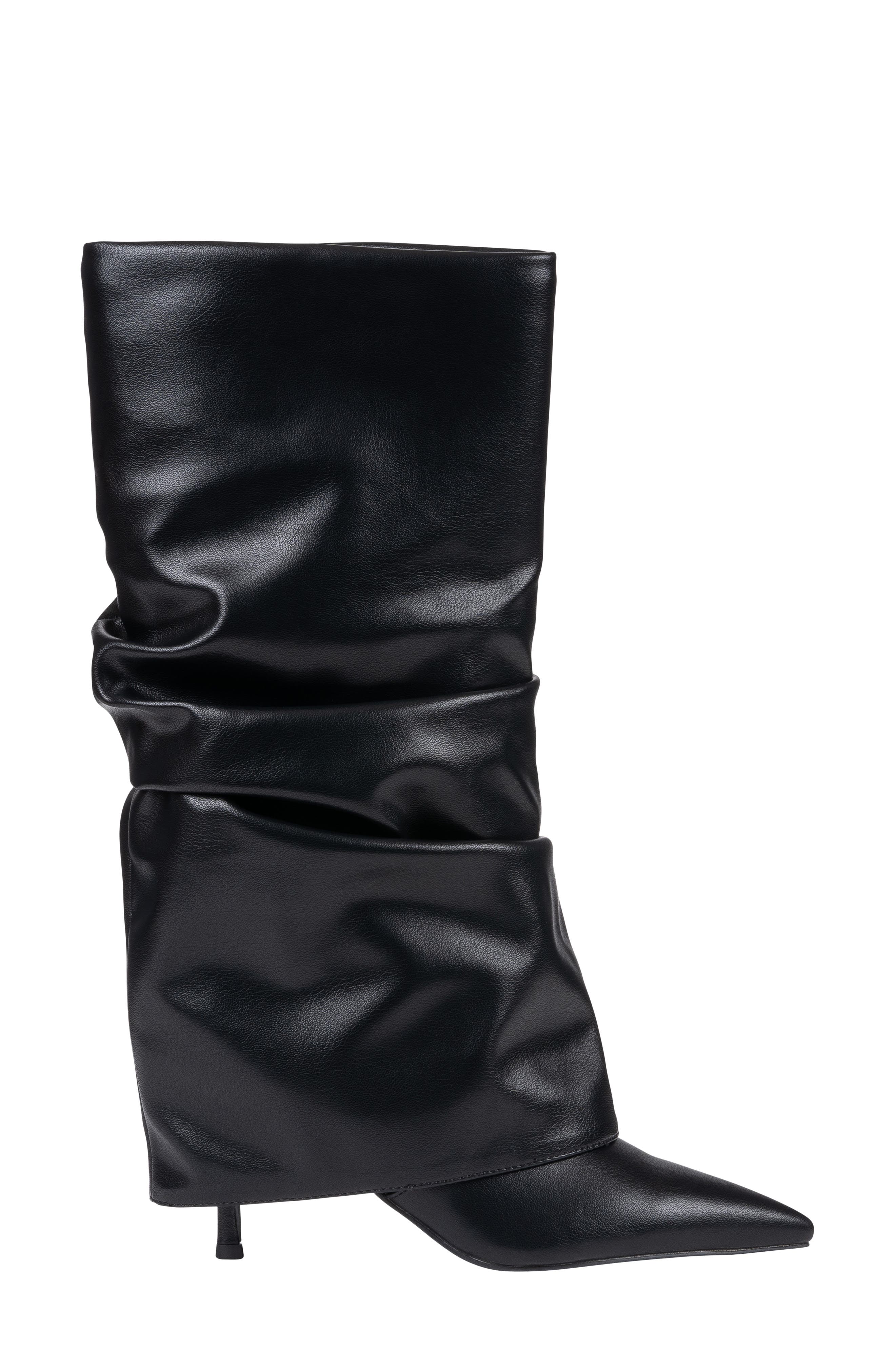 Axel Pointed Toe Faux Leather Slouchy Tall Boot, Alternate, color, BLACK
