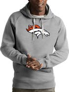 ANTIGUA Men's Antigua Heather Gray Denver Broncos Victory Pullover Hoodie