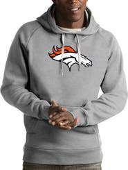 ANTIGUA Men's Antigua Heather Gray Denver Broncos Victory Pullover Hoodie