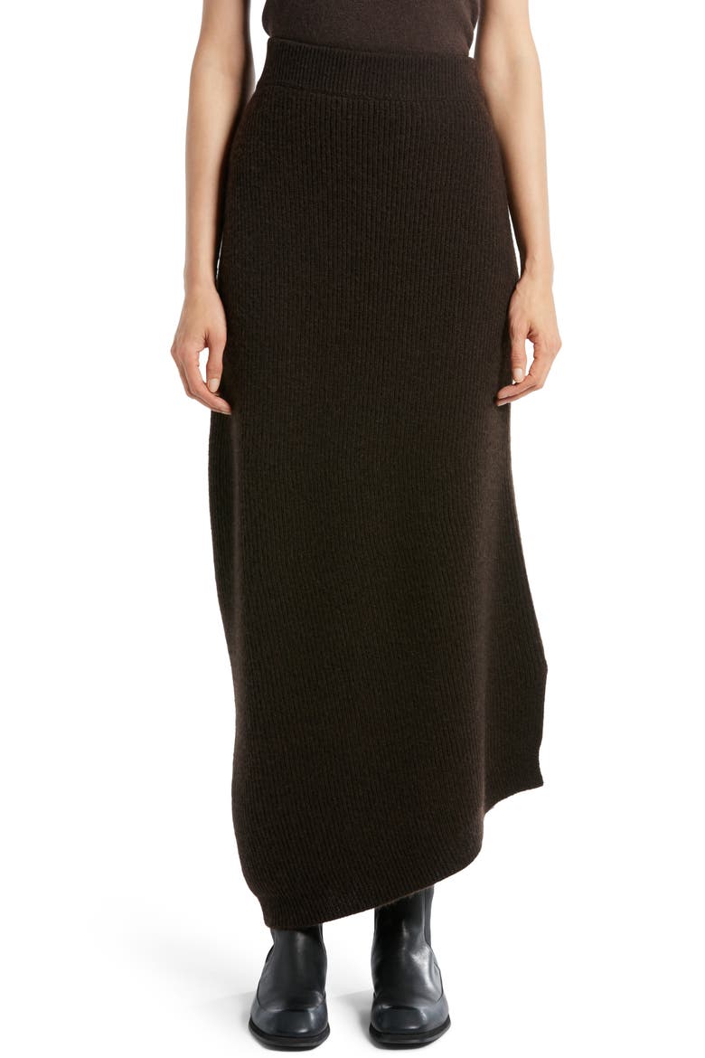 Cymone Long Cashmere Skirt, Main, color, SMOKEY BROWN