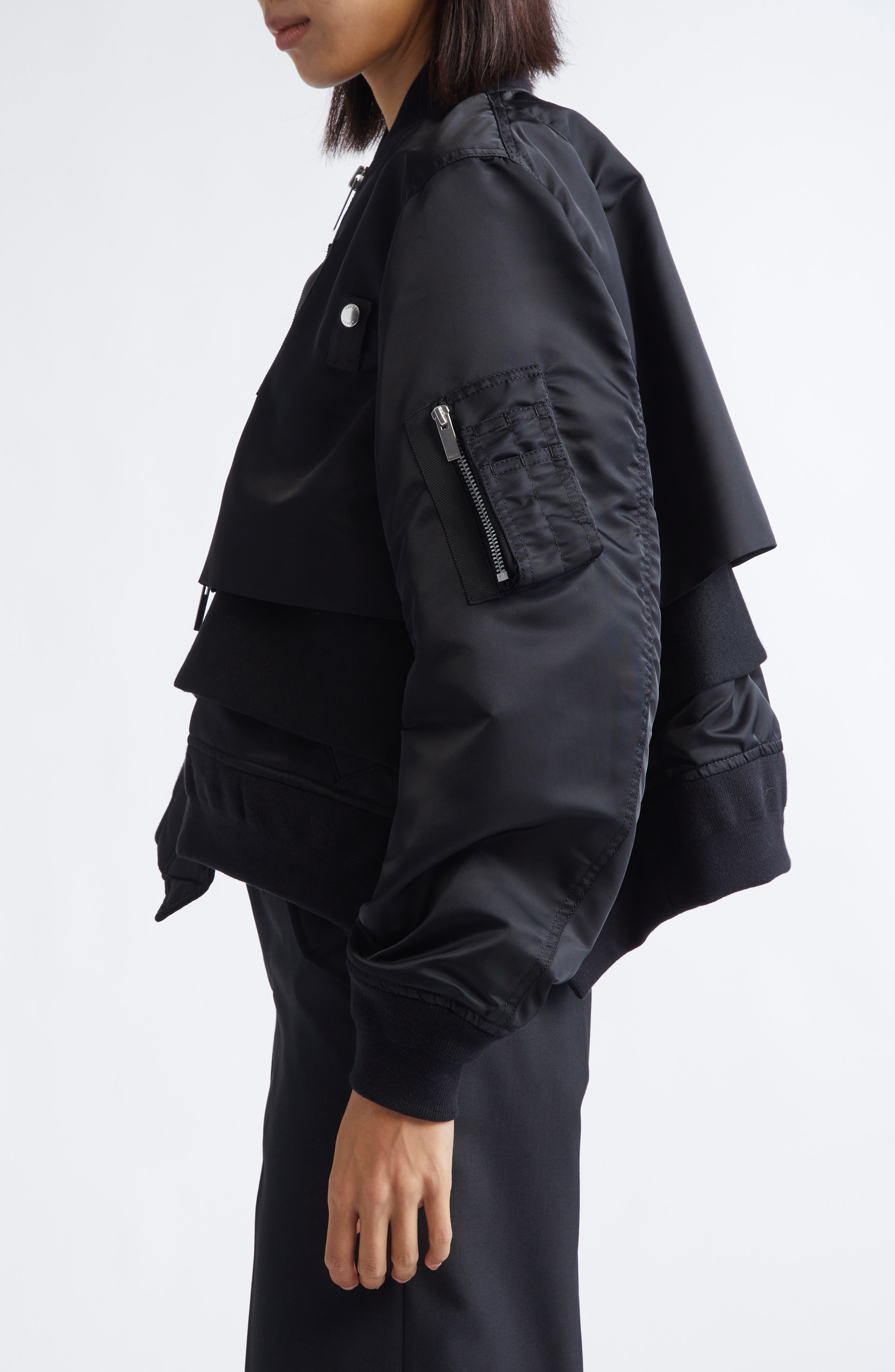 Nylon Twill & Wool Melton Blouson Jacket (Women) | Nordstrom