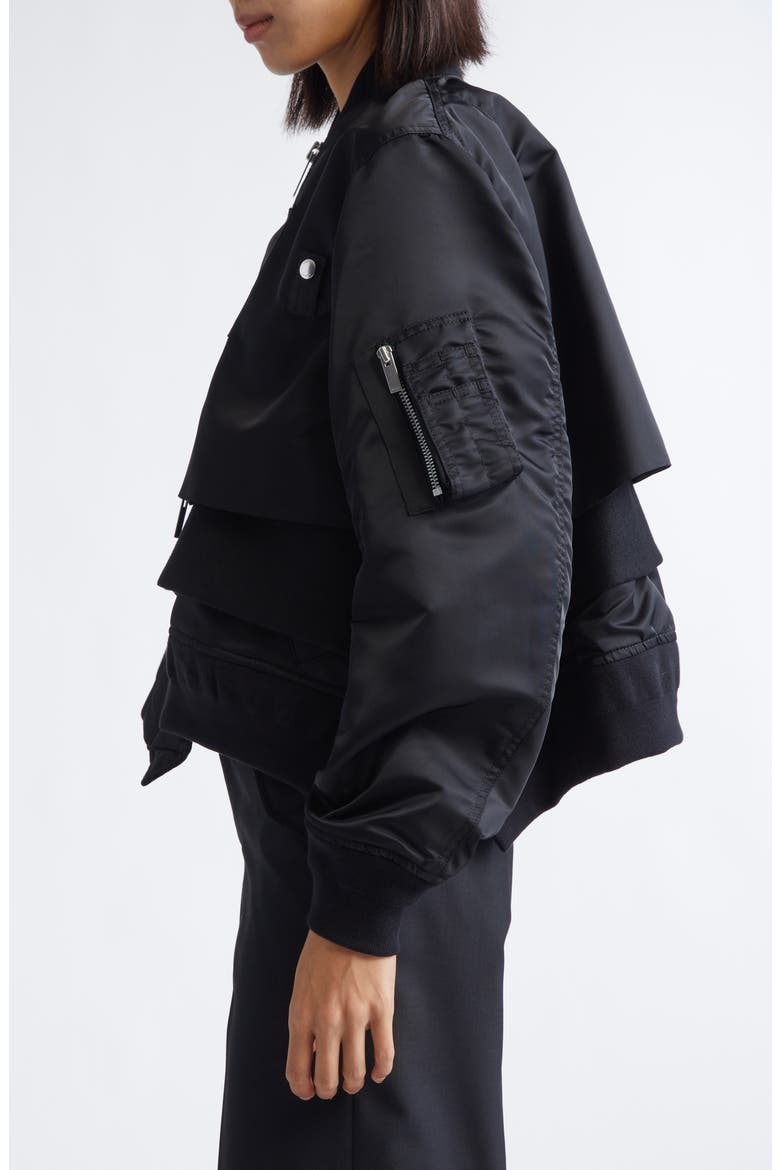 Sacai Nylon Twill & Wool Melton Blouson Jacket (Women) | Nordstrom