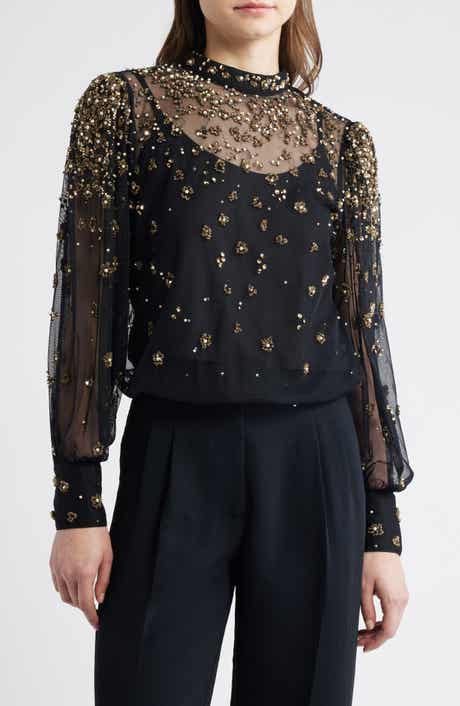 FARM Rio Embroidered Tulle Bubble Top