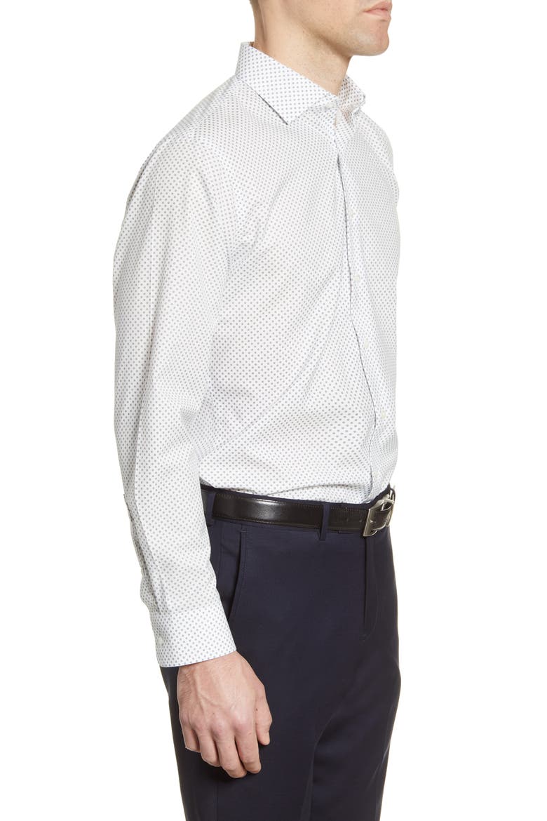 Trim Fit Non-Iron Floral Dress Shirt, Alternate, color, WHITE NAVY MINI DAISY