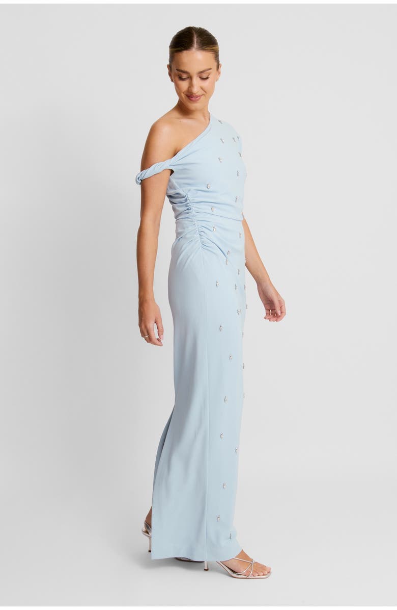Six Stories Asymmetric Beaded Maxi Dress, Alternate, color, Pale Blue