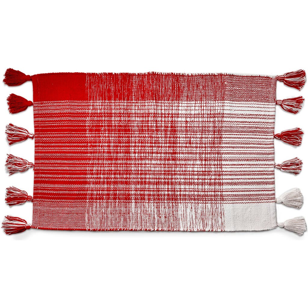 Tag Tassel Plaid Doormat Stylish Home Entryway Rug In Red