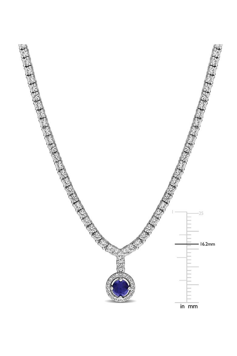 Sterling Silver Created Sapphire Tennis Necklace, Alternate, color, BLUE