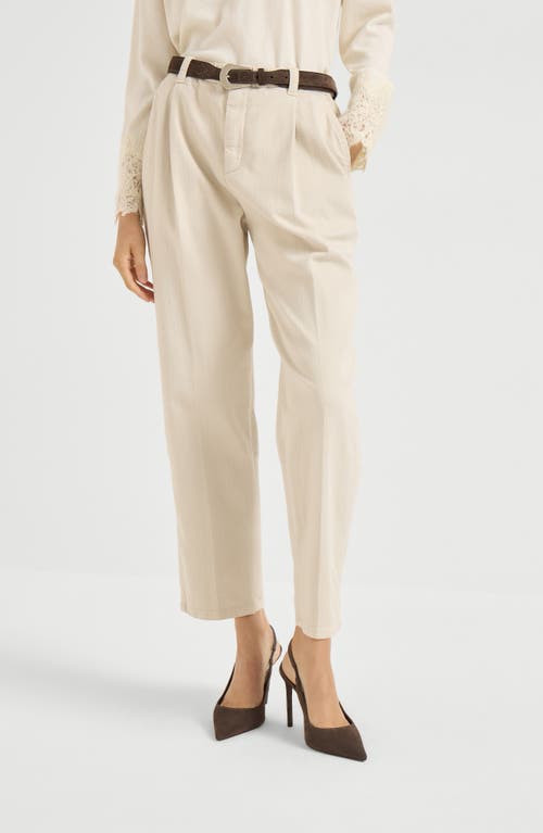 Brunello Cucinelli Baggy Trousers With Monili In Neutral