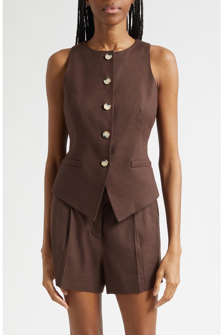 Hartwell Linen Blend Vest, Main, color, DARK MOCHA