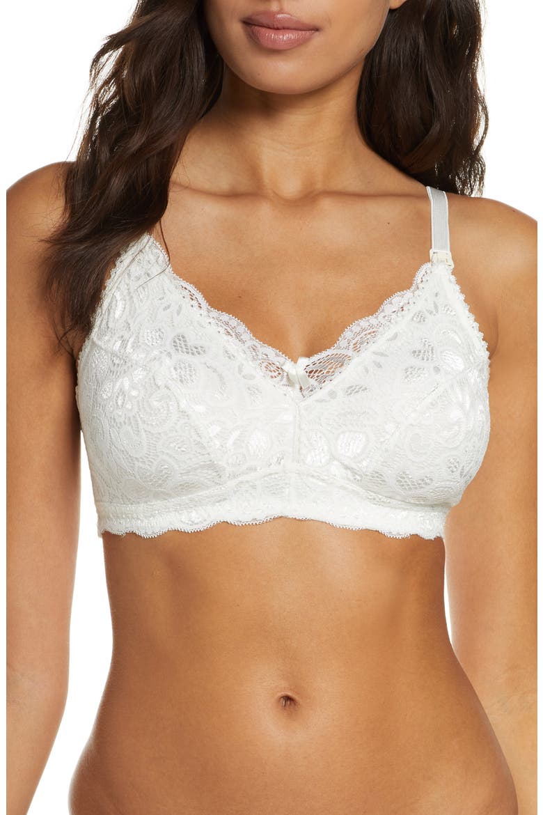 Lace Nursing Bralette, Main, color, IVORY