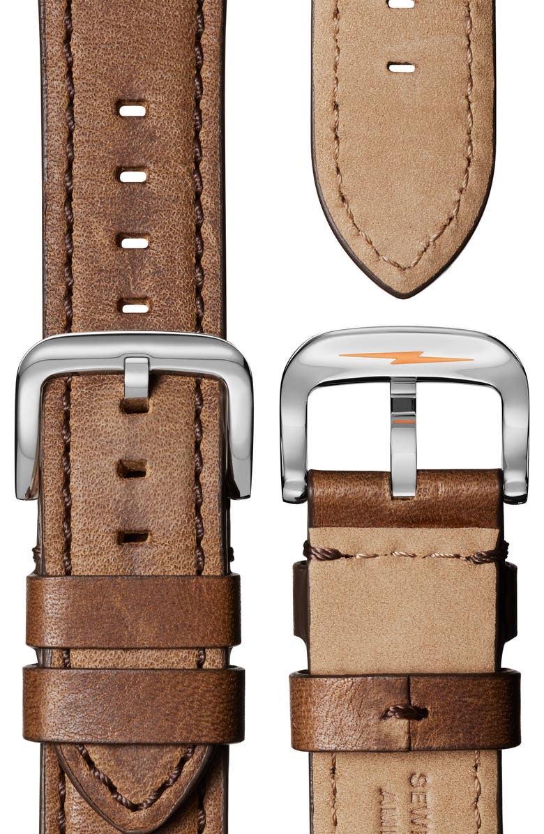 Shinola Runwell Automatic Leather Strap Watch, 45mm, Alternate, color, Midnight Blue