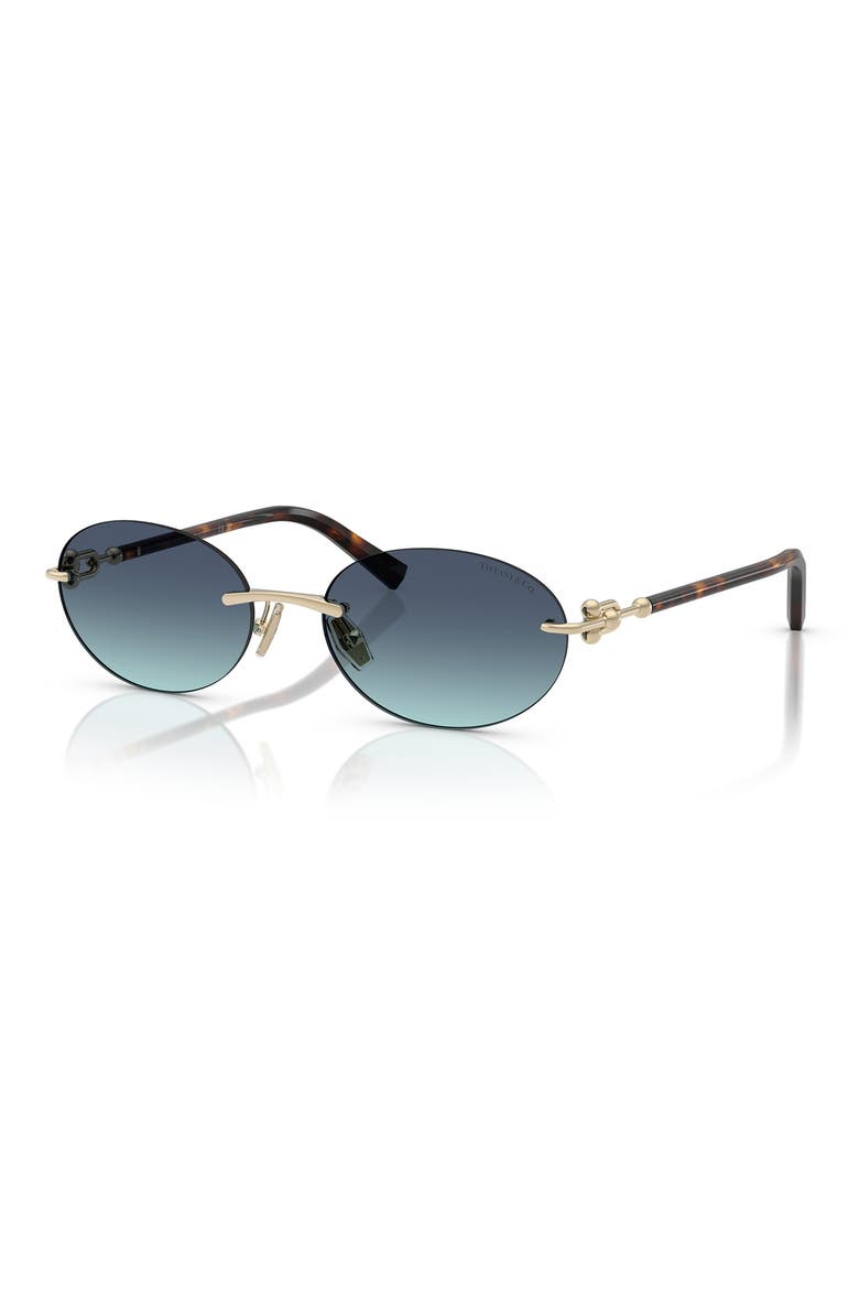 56mm Gradient Oval Sunglasses, Alternate, color, PALE GOLD / AZURE BLUE