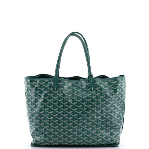 Pre-owned Goyard  Goyard Anjou Reversible Tote Coated Canvas Pm In Green