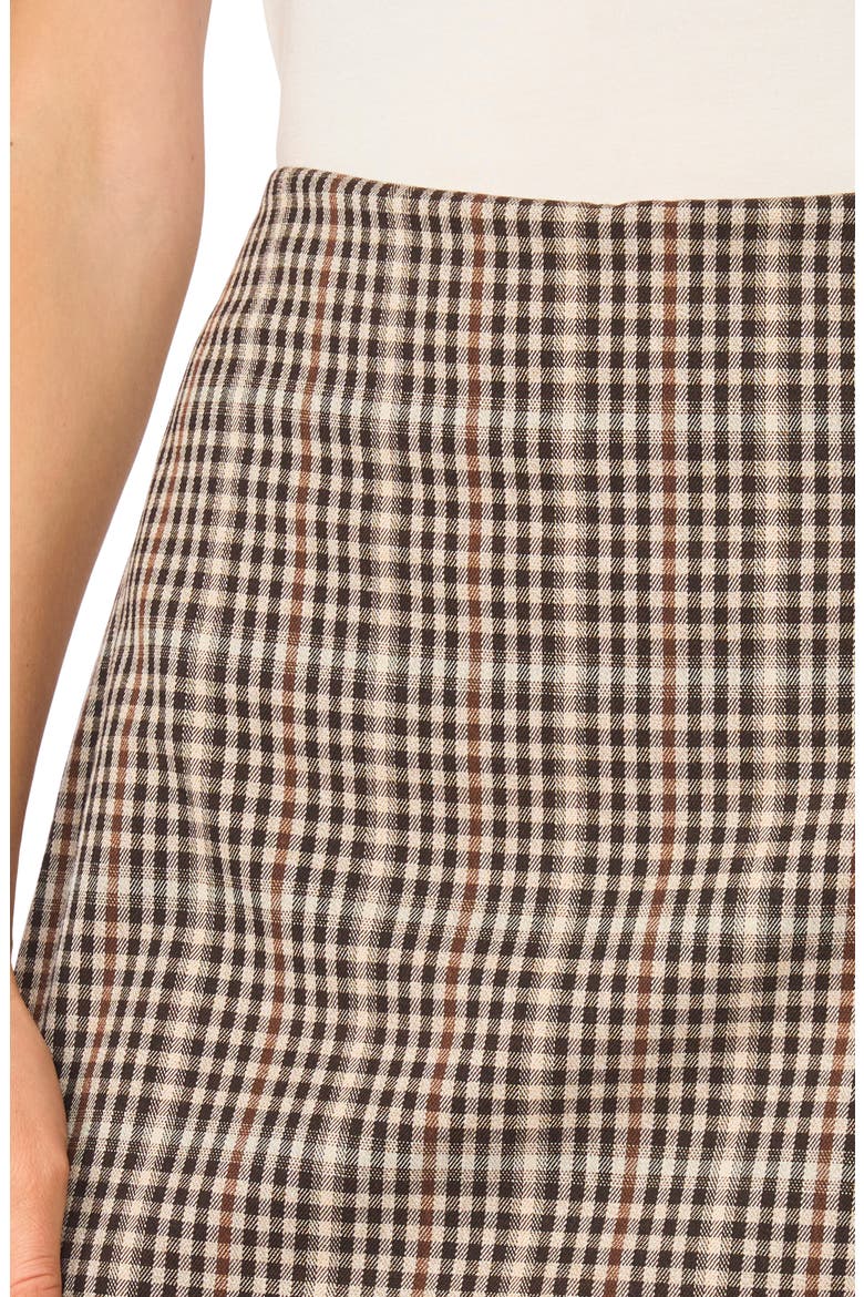 Plaid Pleated Mini Skort, Alternate, color, BROWN MULTI