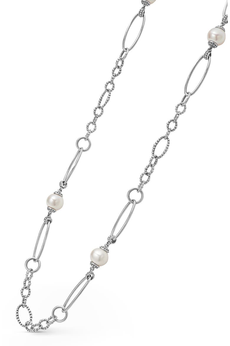 Luna Freshwater Pearl Station Necklace, Alternate, color, GOLD