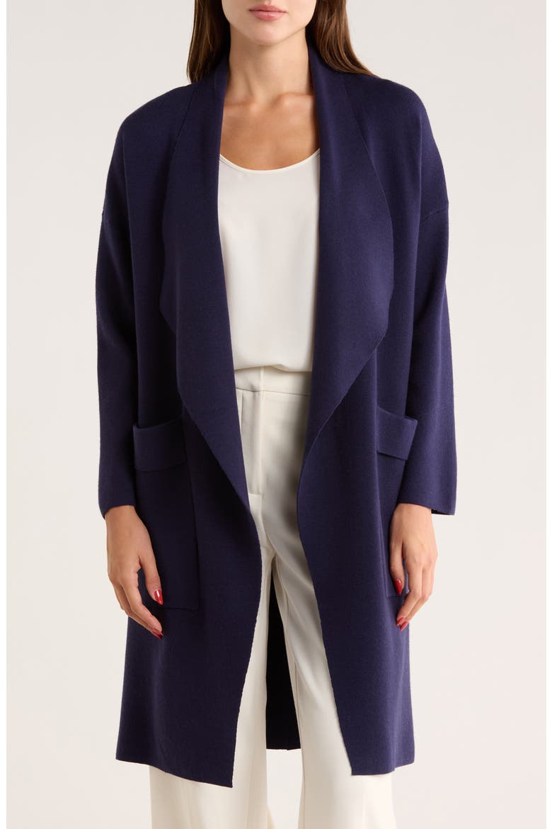 Andrea Open Front Long Cardigan, Main, color, EVENING BLUE