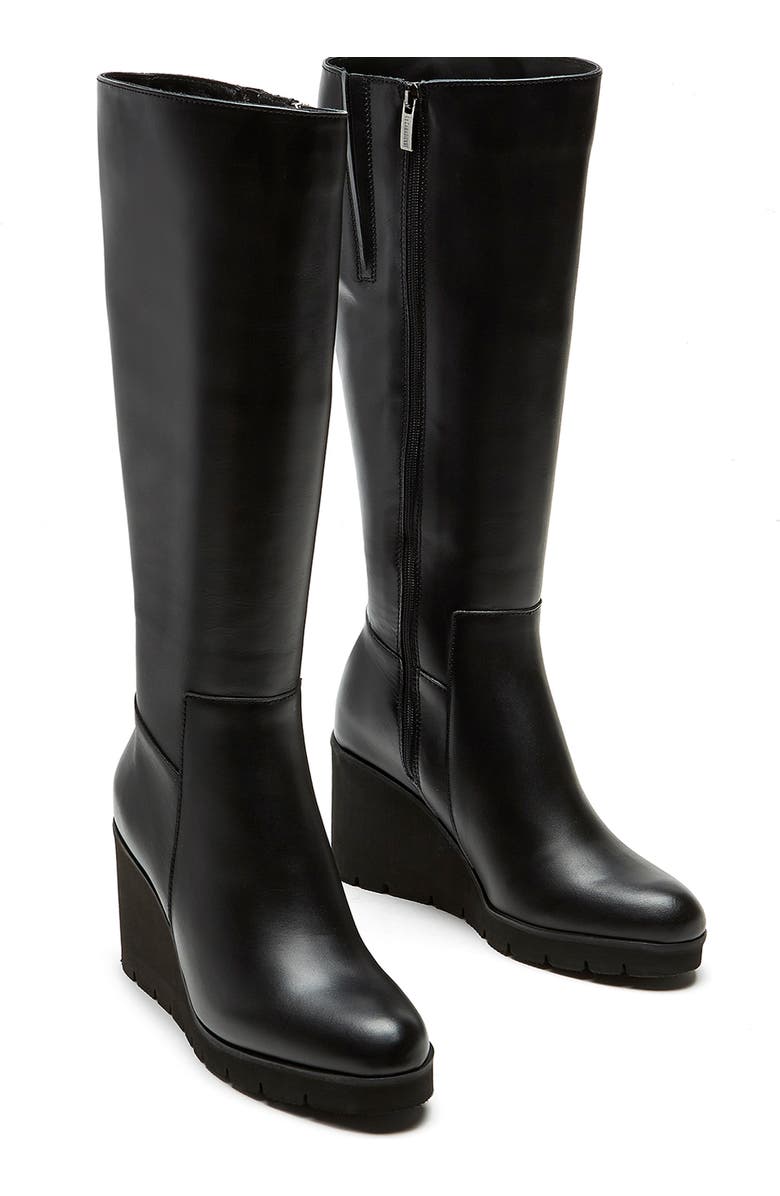 La Canadienne Goup Waterproof Knee High Wedge Boot, Alternate, color, Black Leather