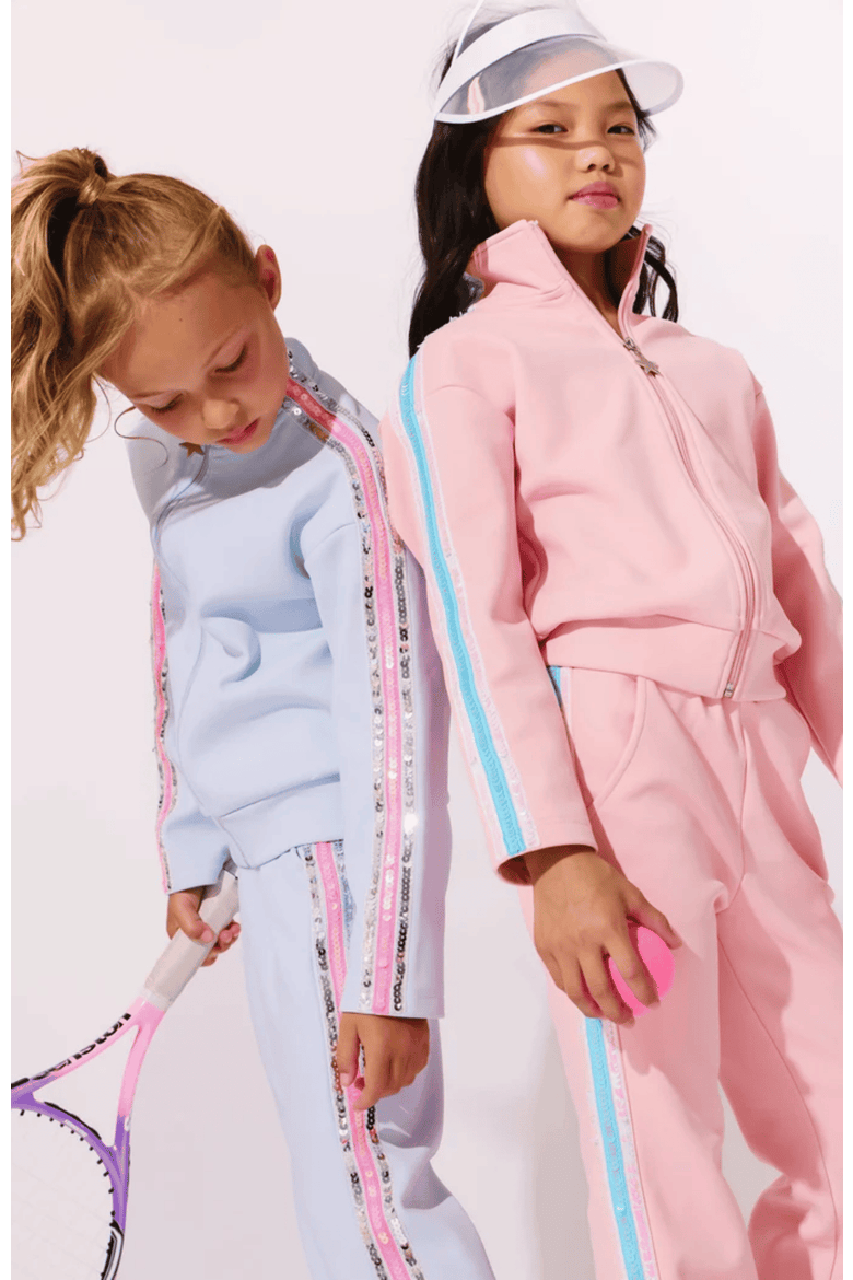 Rainbow Stripe Soft Tracksuit, Alternate, color, Blue