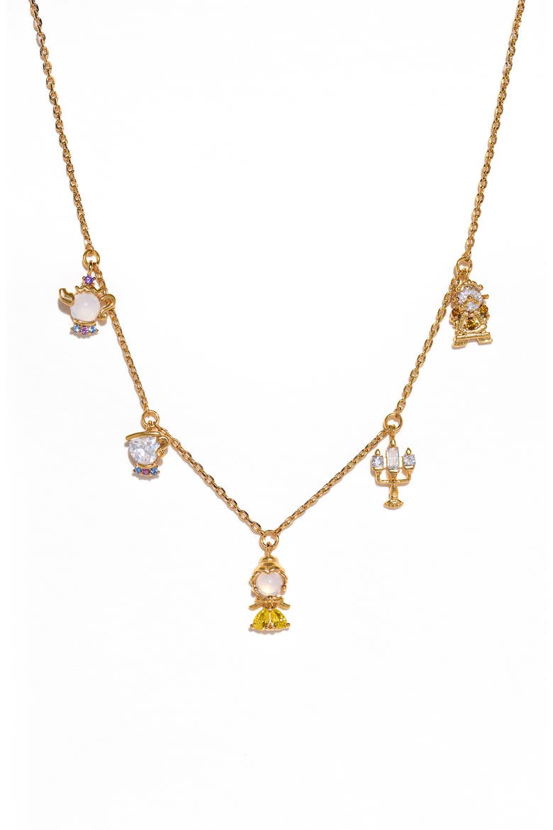 x Disney Beauty and the Beast Charm Necklace, Main, color, GOLD
