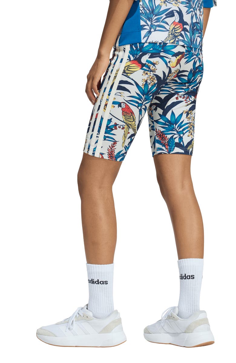 adidas x FARM Rio Bike Shorts, Alternate, color, Talc/ Gold/ Cream White