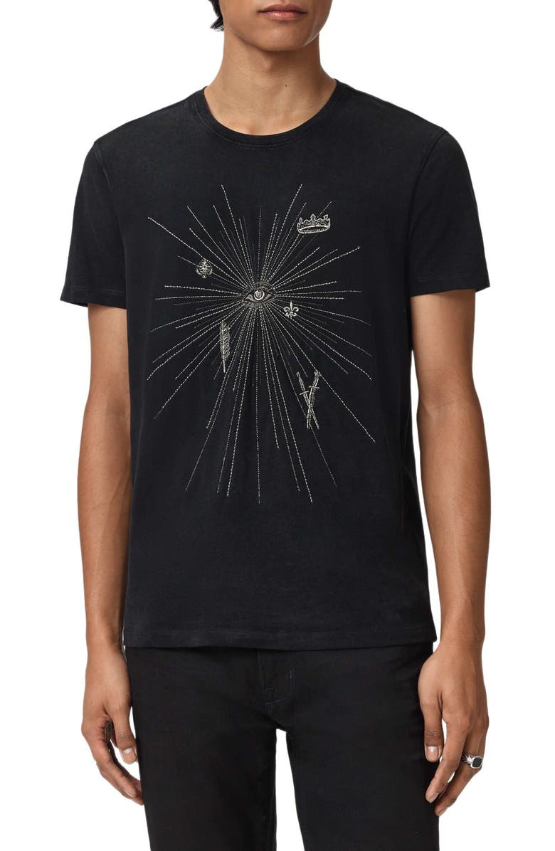 John Varvatos Eye & Element Embroidered Graphic T-Shirt, Alternate, color, Black