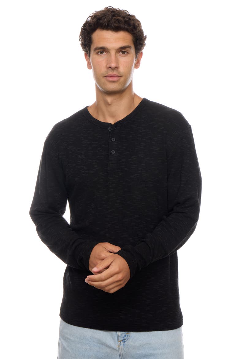 Slub Thermal Henley, Alternate, color, BLACK
