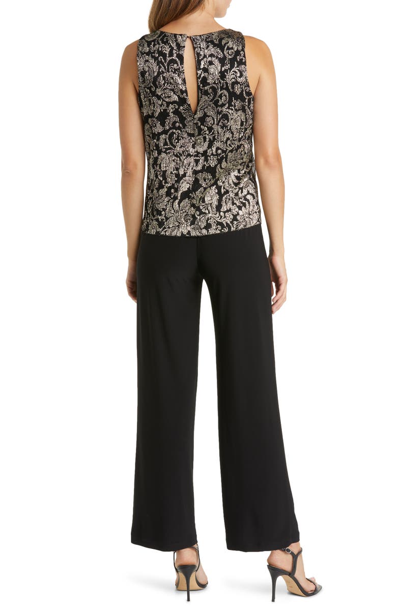 Marina Mixed Media Metallic Bodice Jumpsuit & Jacket Set, Alternate, color,