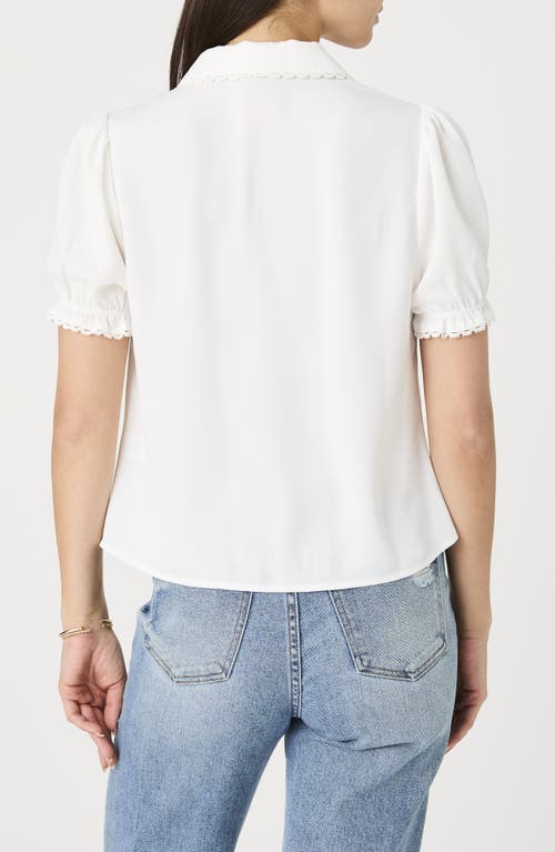 French Connection Lace Trim Short Sleeve Button-up Shirt