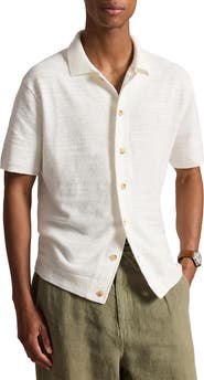 Polo Ralph Lauren Short Sleeve Cotton & Linen Herringbone Full Button Cardigan