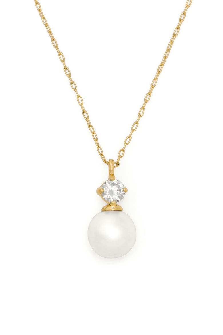 Imitation Pearl & Cubic Zirconia Mini Pendant Necklace, Main, color, CREAM MULTI