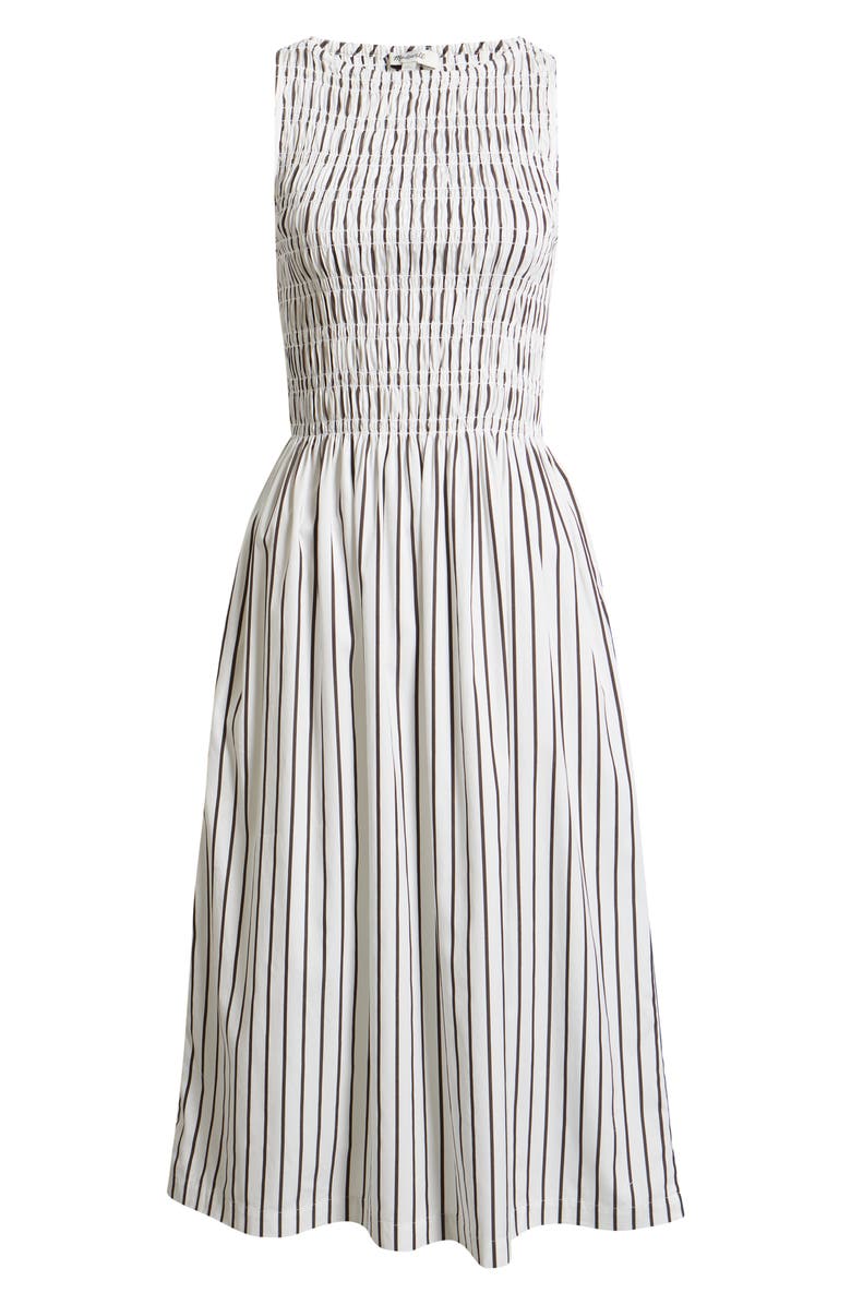 Madewell The Melody Smocked Sleeveless Midi Dress, Main, color, White