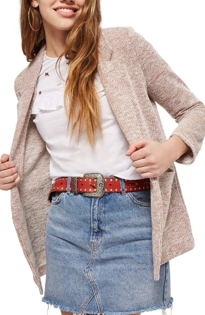 Topshop Bouclè Jersey Boyfriend Blazer, Main, color,