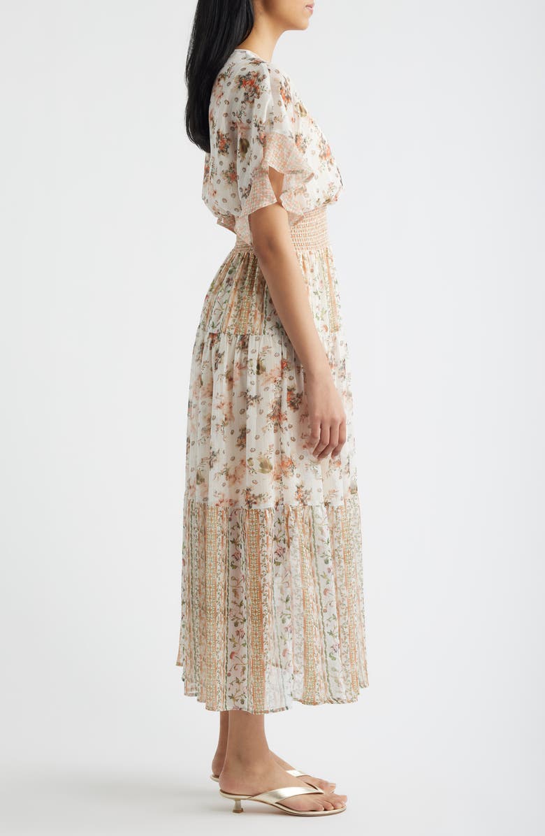 LAYERED WITH LOVE Metallic Thread Mixed Floral Maxi Dress, Alternate, color, Ivory Floral