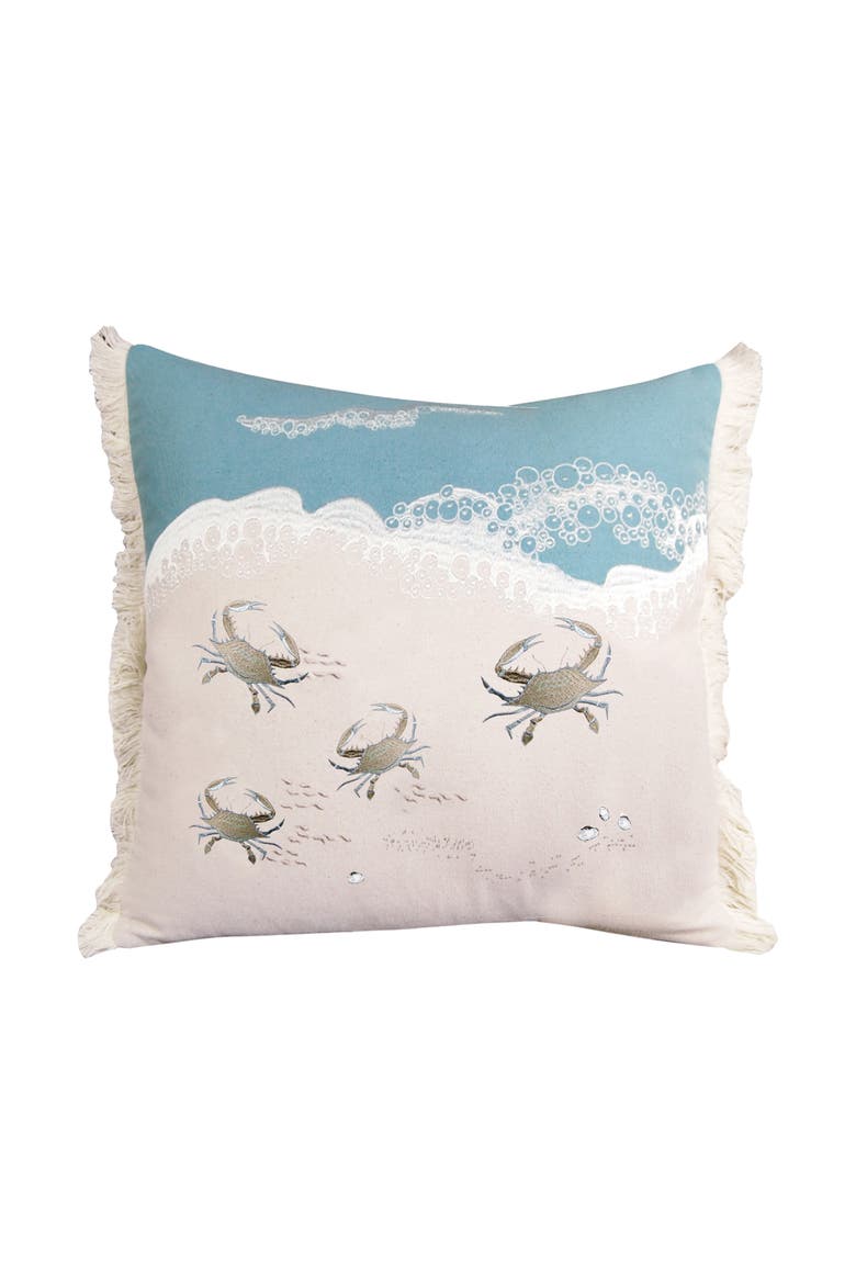 Crab with Waves Accent Pillow Decor, Main, color, Beige