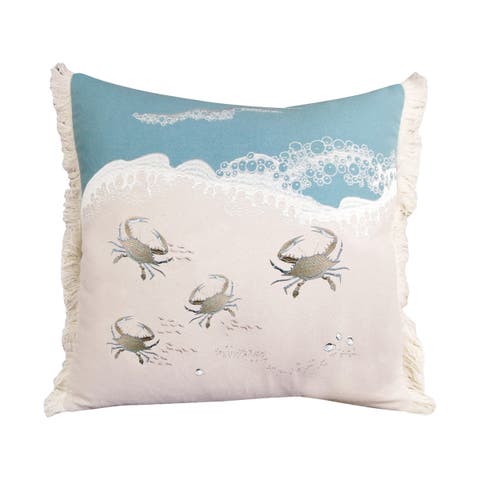 Crab with Waves Accent Pillow Decor