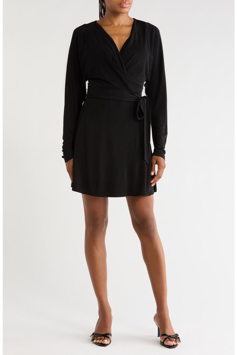 Isabella Wrap Minidress, Main, color, BLACK