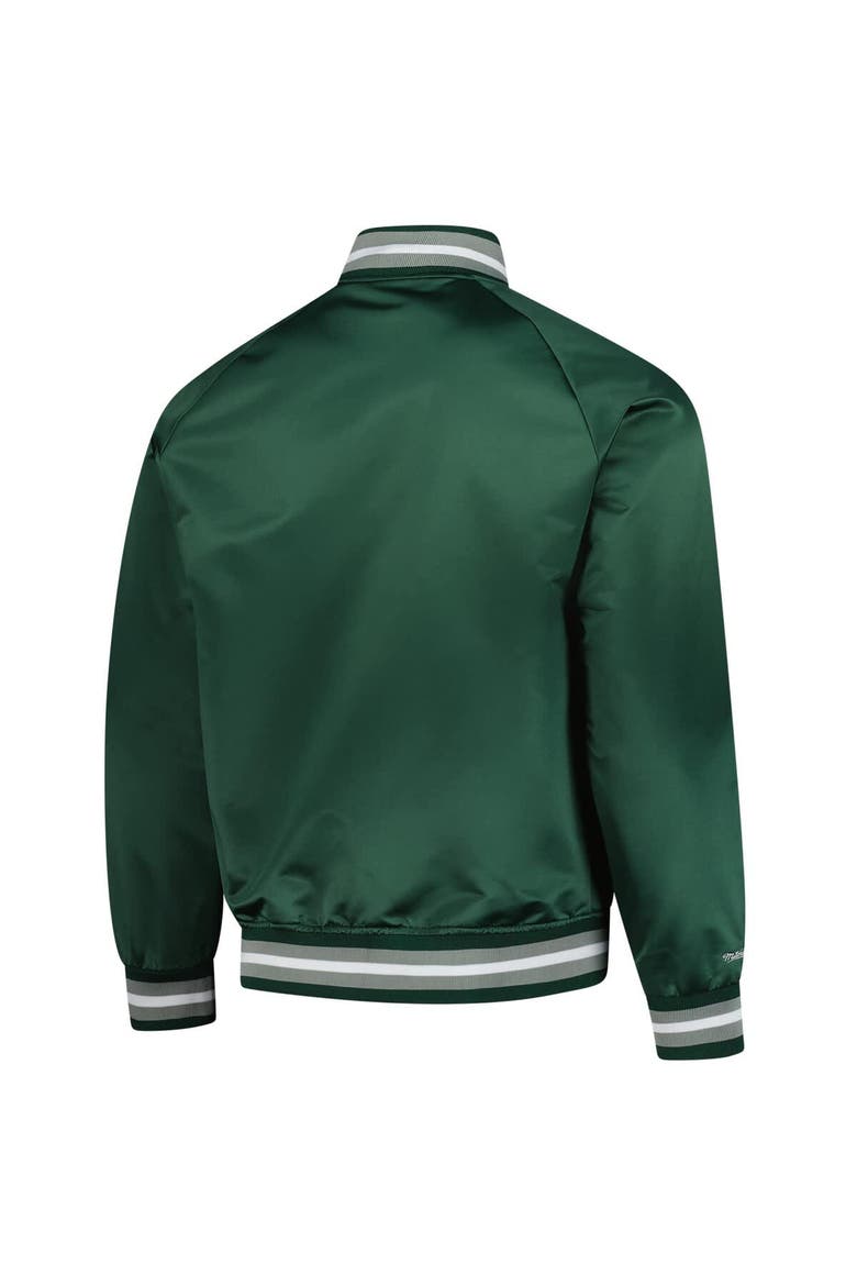 Men's Mitchell & Ness Green Michigan State Spartans Lightweight Current Logo Satin Full-Snap Jacket, Alternate, color, Green
