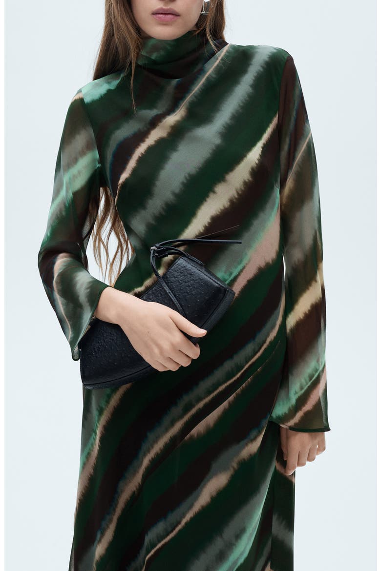Print Turtleneck Long Sleeve Maxi Dress, Alternate, color, GREEN