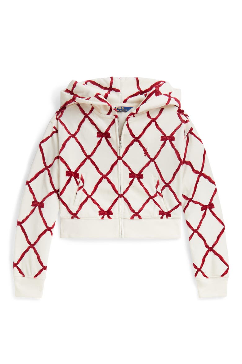 Kids' Velour Boxy Hoodie, Main, color, WHITE MULTI
