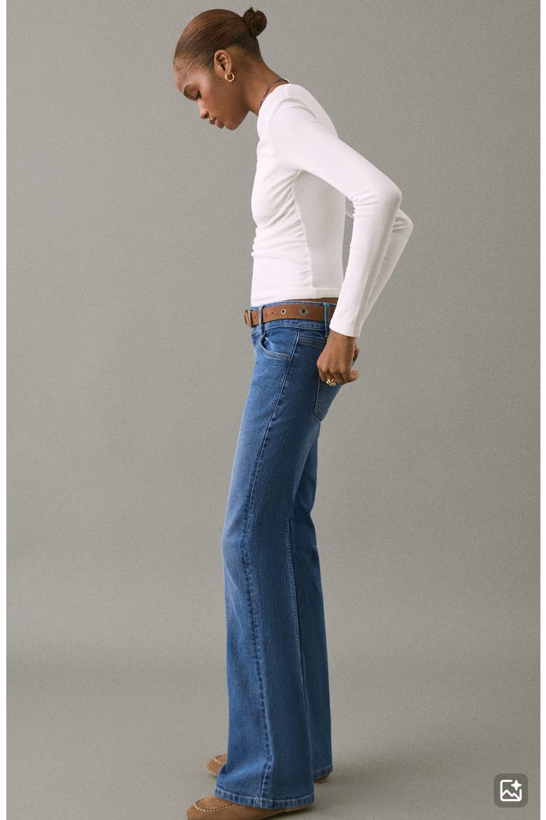 Low Rise Flare Jeans, Alternate, color, MEDIUM BLUE
