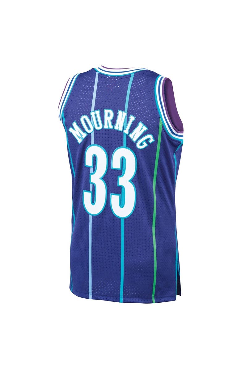 Mitchell & Ness Men's Mitchell & Ness Alonzo Mourning Purple Charlotte Hornets Hardwood Classics Swingman Jersey, Alternate, color, 