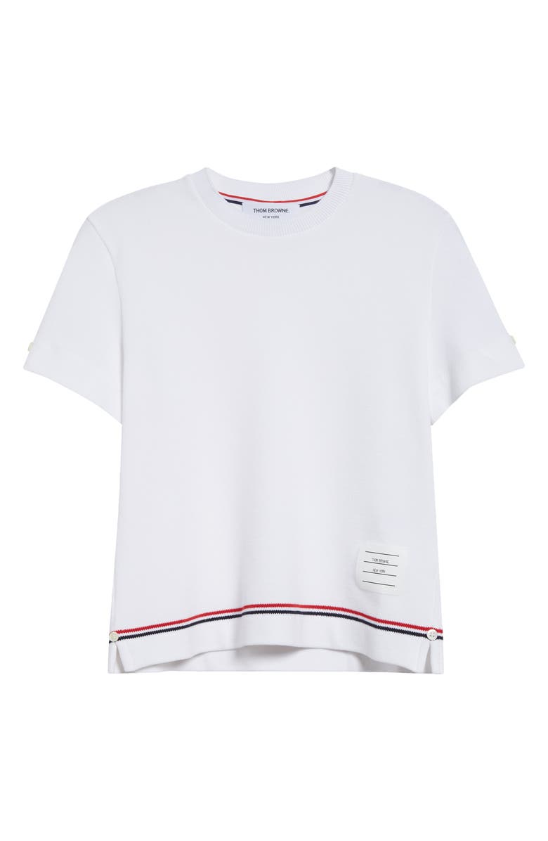 Thom Browne Notched Stretch Cotton T-Shirt, Alternate, color, 